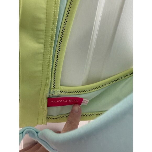 Victoria’s Secret Women’s Razorback Blue & Green Bikini Swimsuit Top Size 34DD - Picture 5 of 9